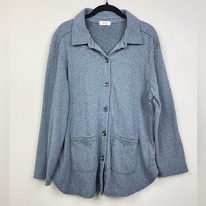 Goldie Lewinter Women's Medium Grey Button Up Oversized Shacket Jacket Shirt
